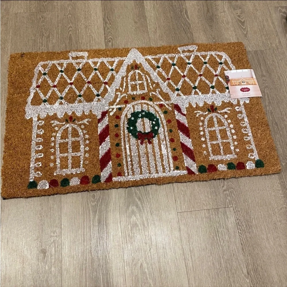 Gingerbread House Doormat - Festive Brown
